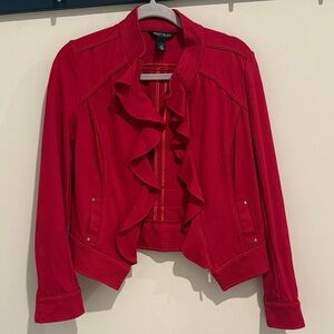 White House Black Market Red Ruffled Blazer